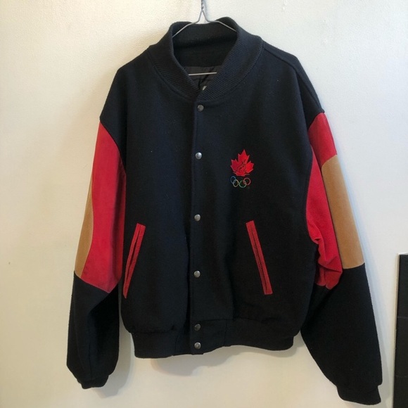 Vintage Other - Vintage Suede Cocoa Valley Canada Olympic Letterman Jacket